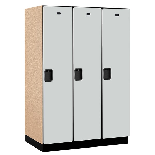 1 Tier Designer Locker, 54"Wx76"Hx24"D, 3 Door, Gray
